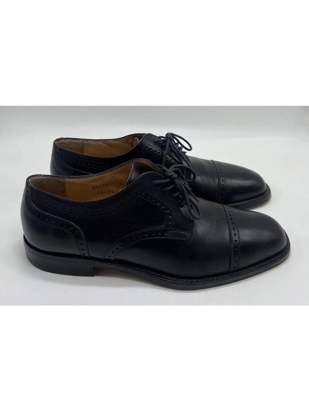 Bruno Magli Black Leather Talbot Perforated Captoe Shoes Mens Size 8 M Italy